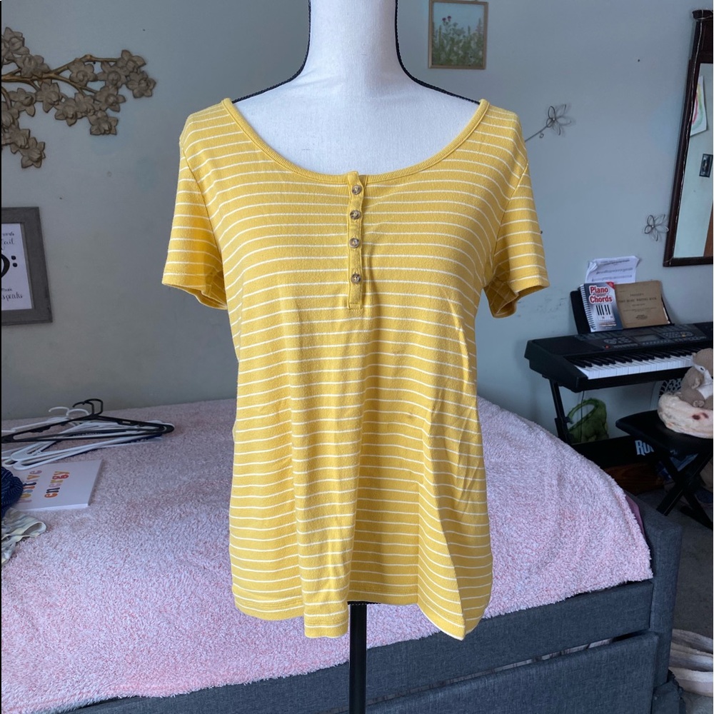 Yellow And White Striped Shirt